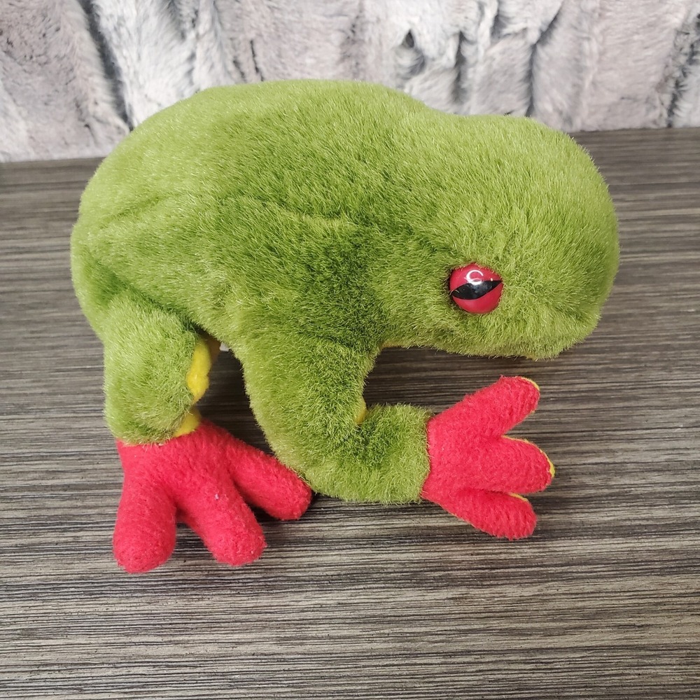K&M International Red Green Tree Frog 6" Plush Stuffed Animal Toy, Red Eyes